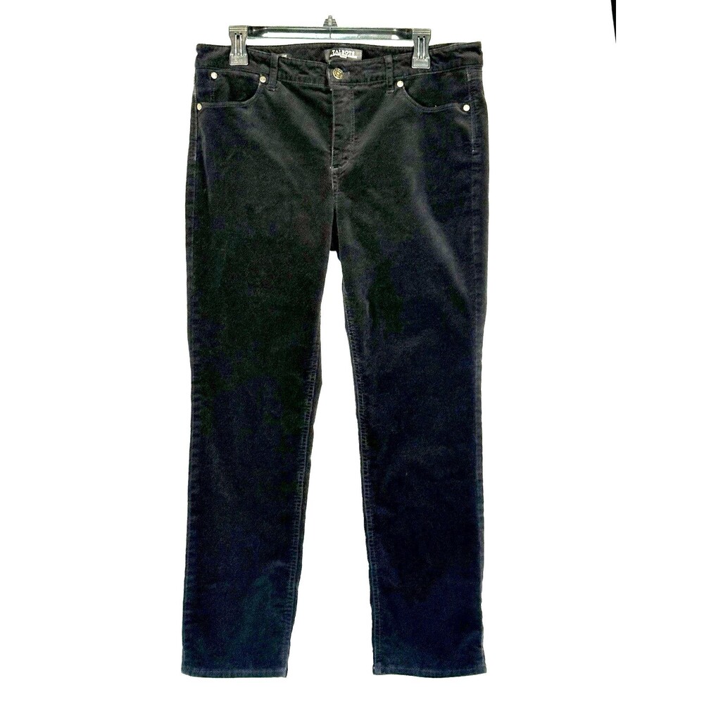 Talbots Flawless Five Pocket Corduroy Pants Womens 12P Black Straight Stretch